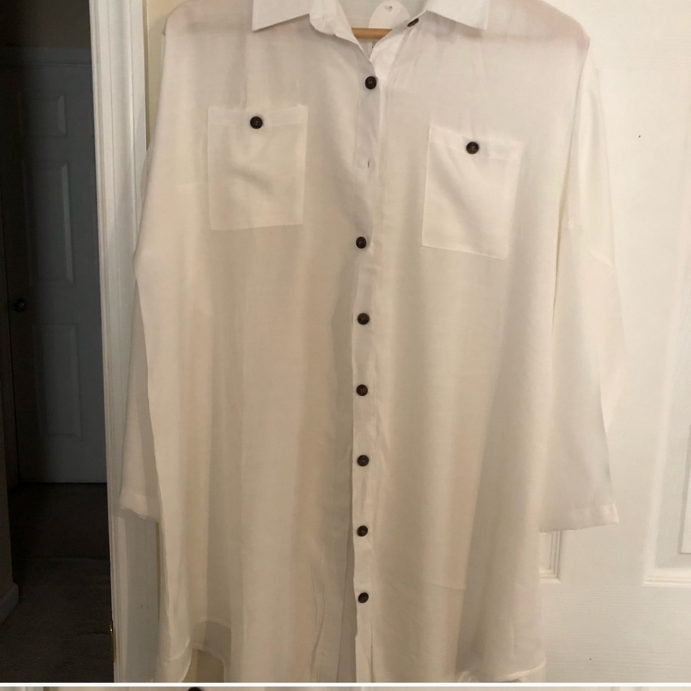 POGTMM Women's Swimsuits Cover ups Shirts Button Down Size Large-g1